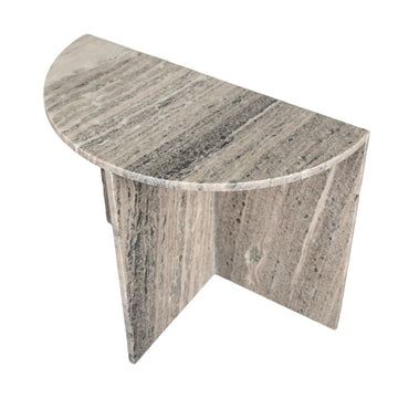 Patrice 24" Art Deco Minimalist Natural Marble Handmade Demilune Side Table - JONATHAN Y